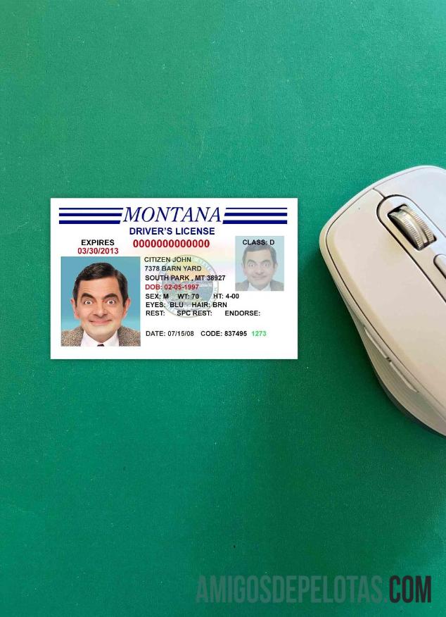 Carteira de motorista dos EUA Montana versão 3 fotolook frente exemplo